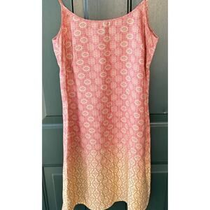 Vintage J.Crew Silk Slip Dress 6P Pink.& Yellow Ombre Boho Preppy Beachy